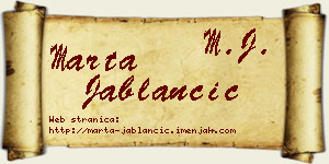 Marta Jablančić vizit kartica